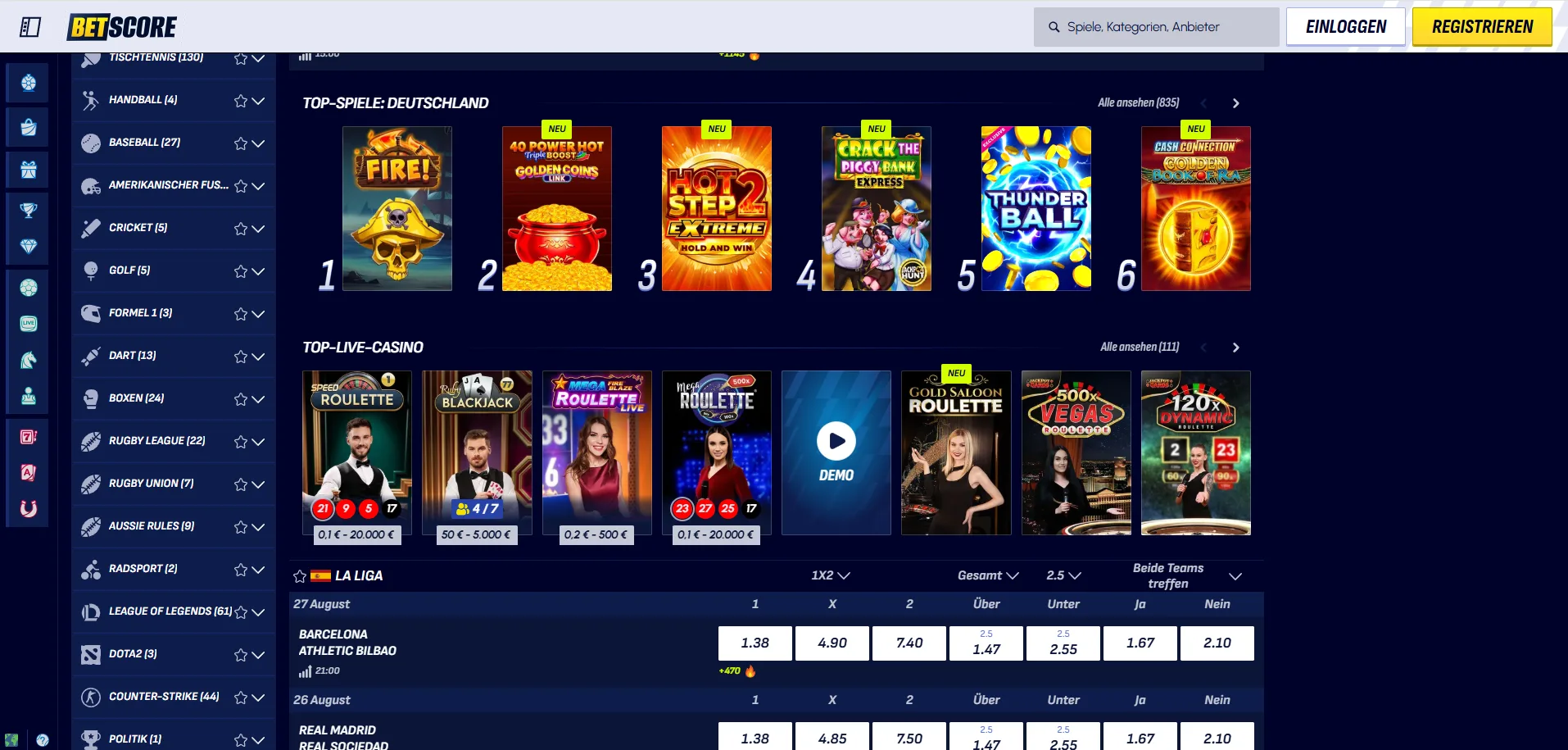 Betscore Casino Bonus